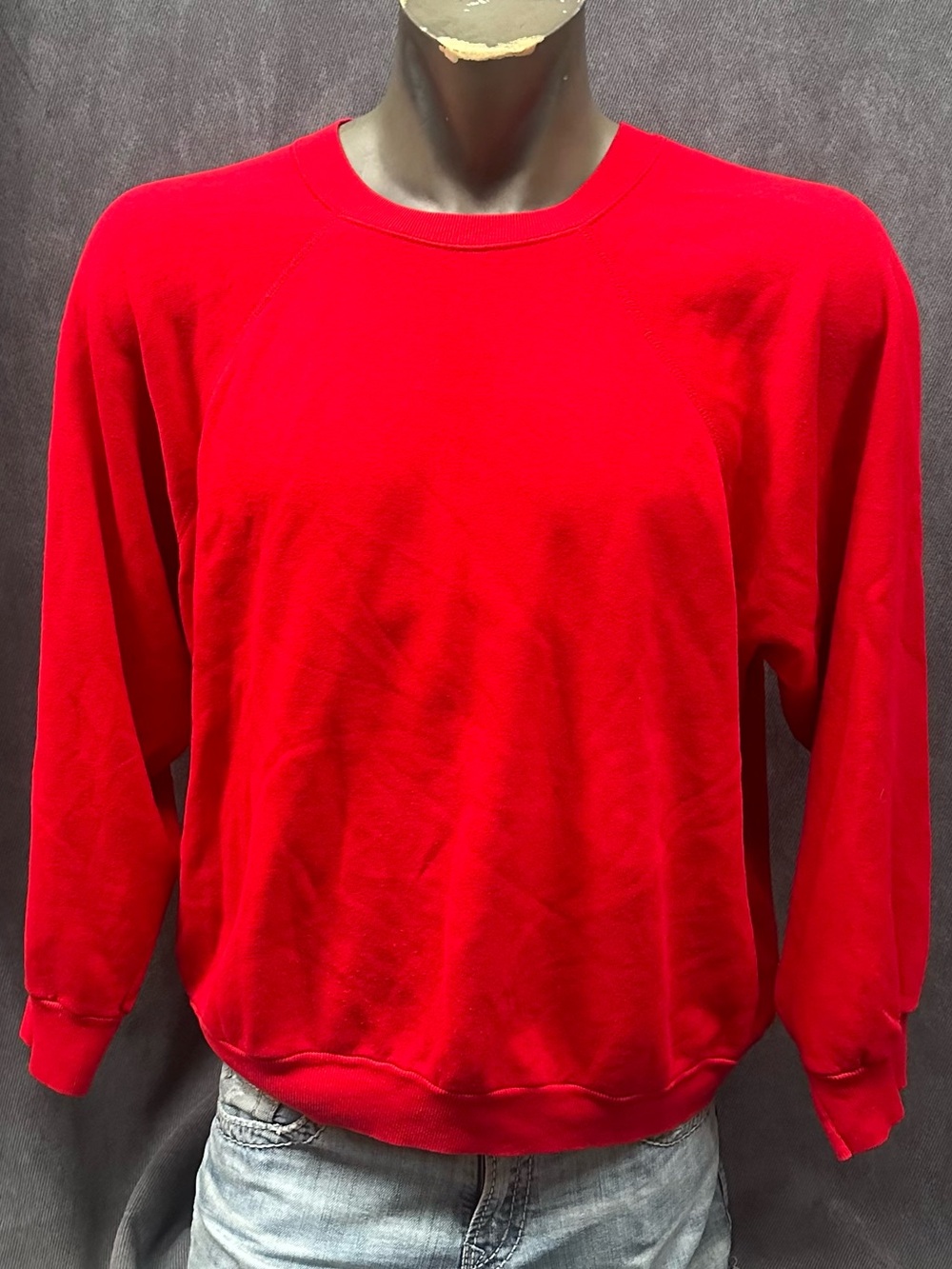 Vintage raglan sleeve sweatshirt blank men’s XL dark red